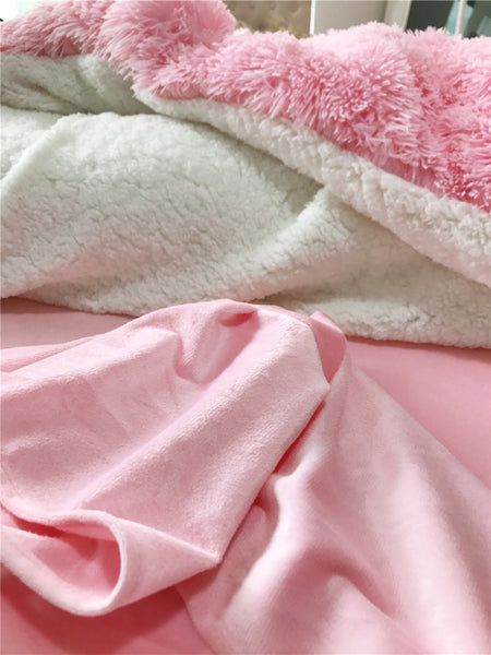 Therapeutic Fluffy Lambswool Quilt Cover Only or with Pillowcases - Pink