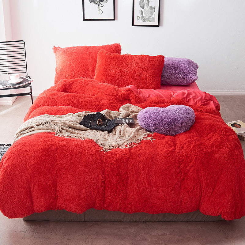Therapeutic Fluffy Velvet Fleece Quilt Cover Set - Watermelon
