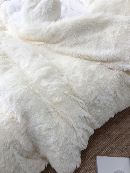 Therapeutic Fluffy Lambswool Quilt Cover Only or with Pillowcases - Cream