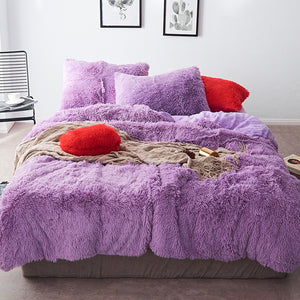 Therapeutic Fluffy Velvet Fleece Quilt Cover Set - Purple