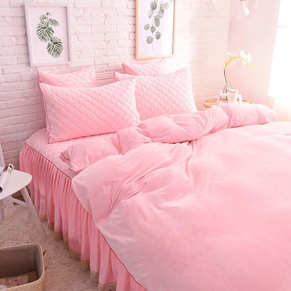 Therapeutic Velvet Fleece Quilt Cover Set - Soft Pink