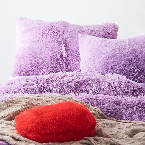 Therapeutic Fluffy Velvet Fleece Quilt Cover and Pillowcases - Light Purple