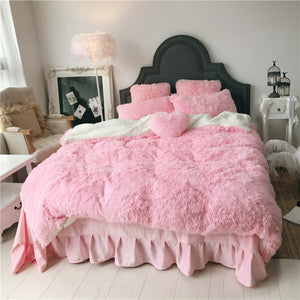 Therapeutic Fluffy Lambswool Quilt Cover Set - Pink Princess