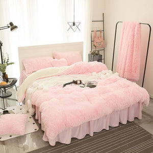 Therapeutic Fluffy Lambswool Quilt Cover set - Soft Pink