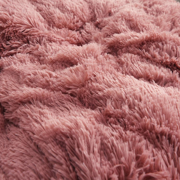 Therapeutic Fluffy Velvet Fleece Quilt Cover and Pillowcases Set - Dust Pink