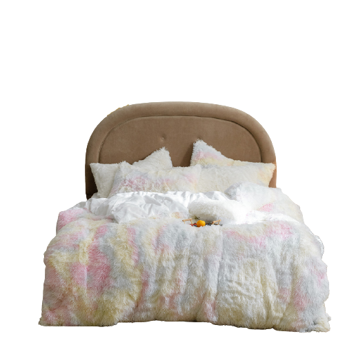 Therapeutic Fluffy Faux Mink & Velvet Fleece Quilt Cover Set - Rainbow Pale