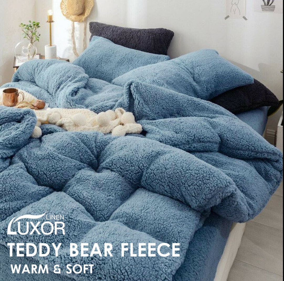 Therapeutic Teddy Bear Fleece Quilt Cover - Blue