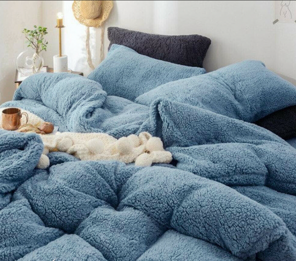 Therapeutic Teddy Bear Fleece Quilt Cover - Blue