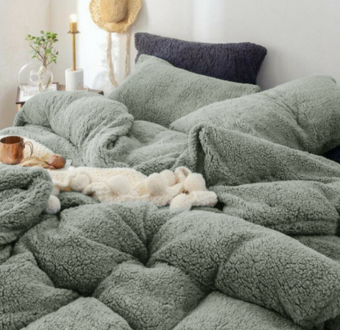 Therapeutic Teddy Bear Fleece Quilt Cover - Grey