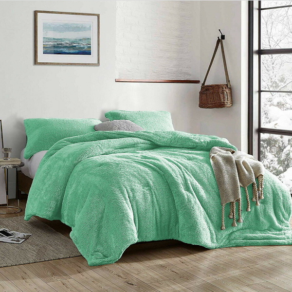 Therapeutic Teddy Fleece Quilt Cover Set - Aqua