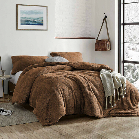 Therapeutic Teddy Fleece Quilt Cover Set - Camel