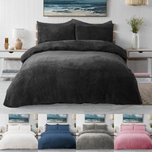 Therapeutic Teddy Bear Fleece Quilt Cover - Charcoal