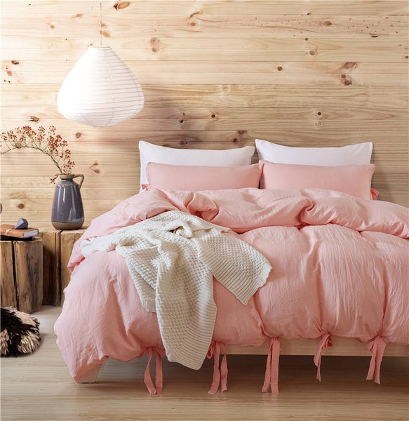 Bowknot Bedding Set - Soft Pink