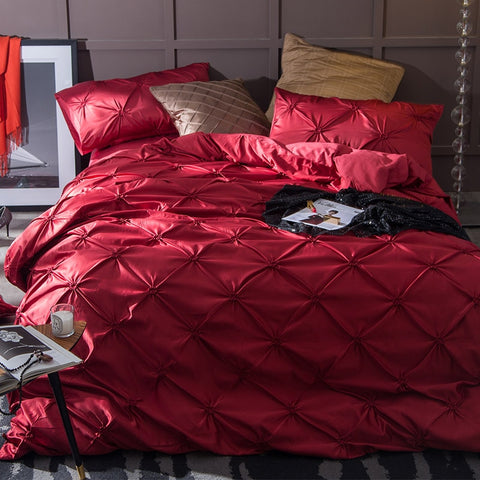 Washed Silk Bedding Set 4pcs - Red
