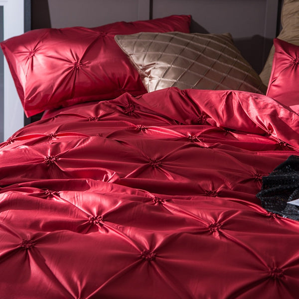 Washed Silk Bedding Set 4pcs - Red
