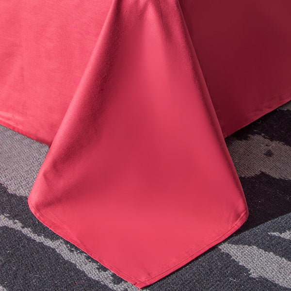 Washed Silk Bedding Set 4pcs - Red