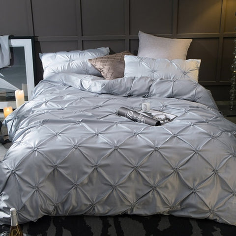 Washed Silk Bedding Set 4pcs - Silver Grey