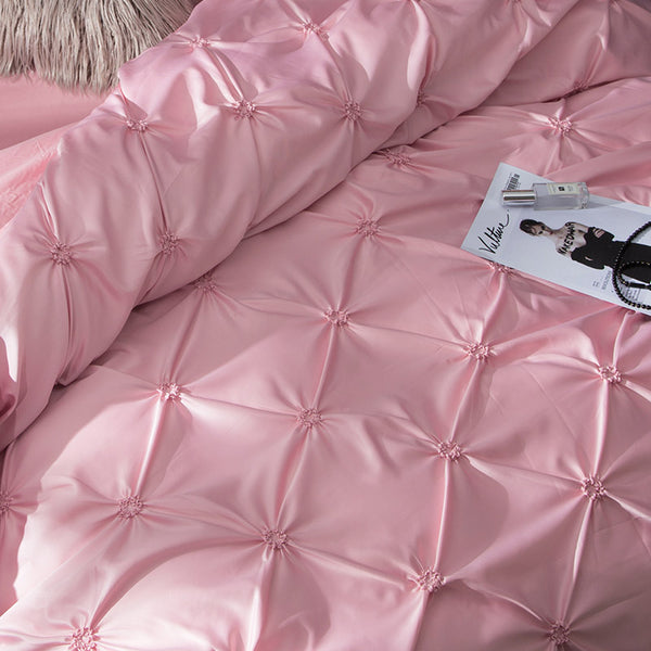 Washed Silk Bedding Set 4pcs - Pink
