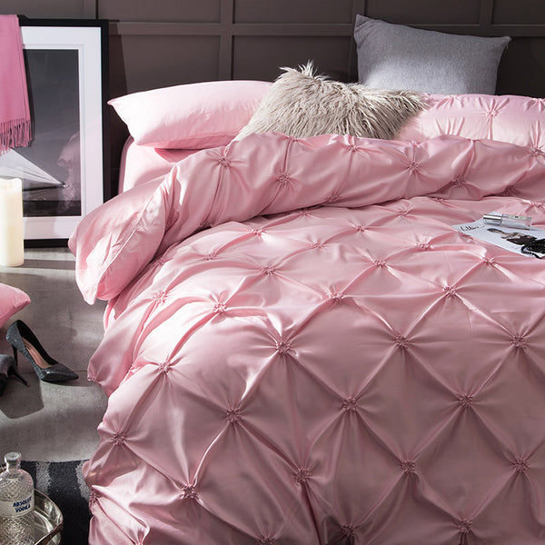 Washed Silk Bedding Set 4pcs - Pink