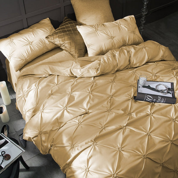 Washed Silk Bedding Set 4pcs - Golden