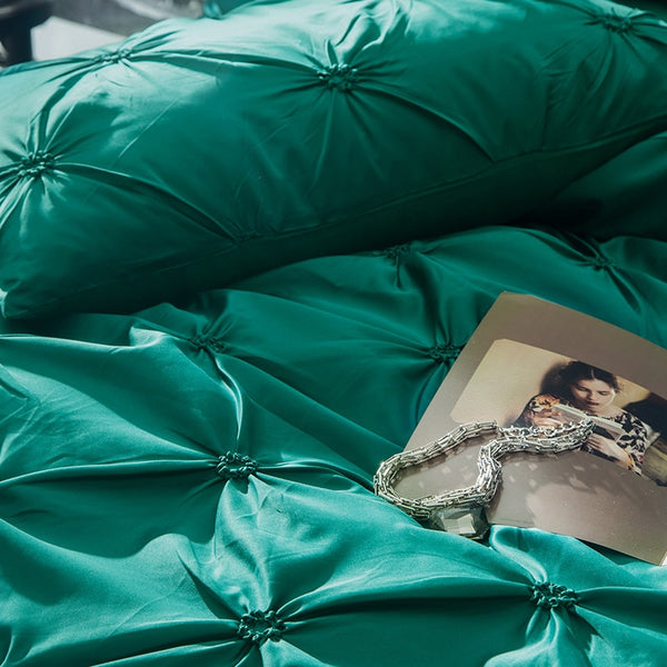 Washed Silk Bedding Set 4pcs - Emerald