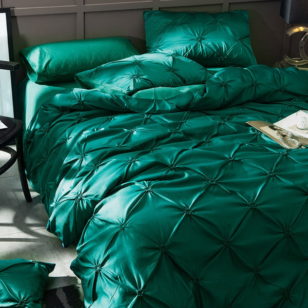 Washed Silk Bedding Set 4pcs - Emerald