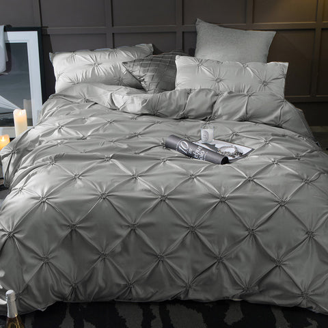 Washed Silk Bedding Set 4pcs - Dark Grey