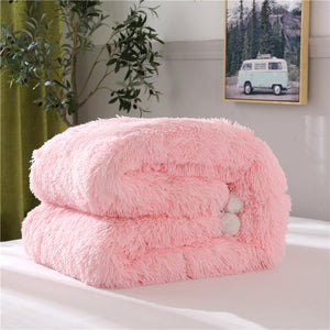 Therapeutic Fluffy Quilt Comforter Set with Pillowcases - Pink