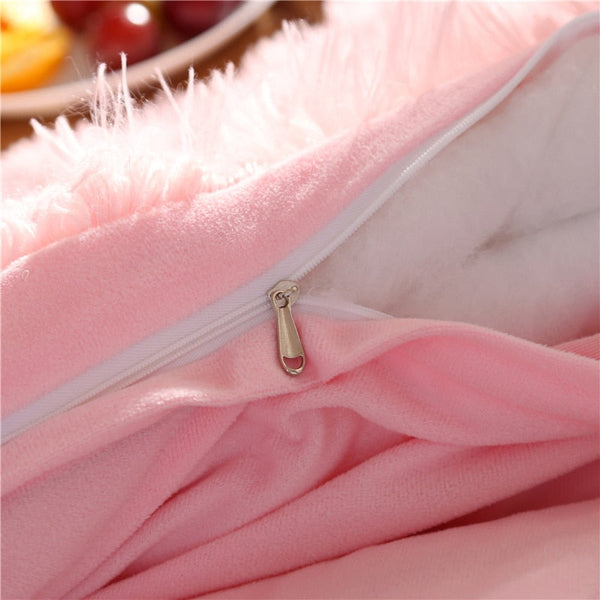 Therapeutic Fluffy Quilt Comforter Set with Pillowcases - Pink