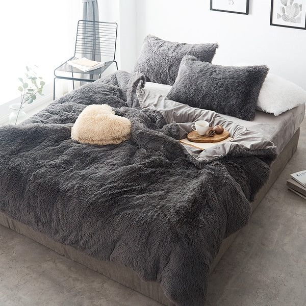 Therapeutic Fluffy Faux Mink & Velvet Fleece Quilt Cover Set