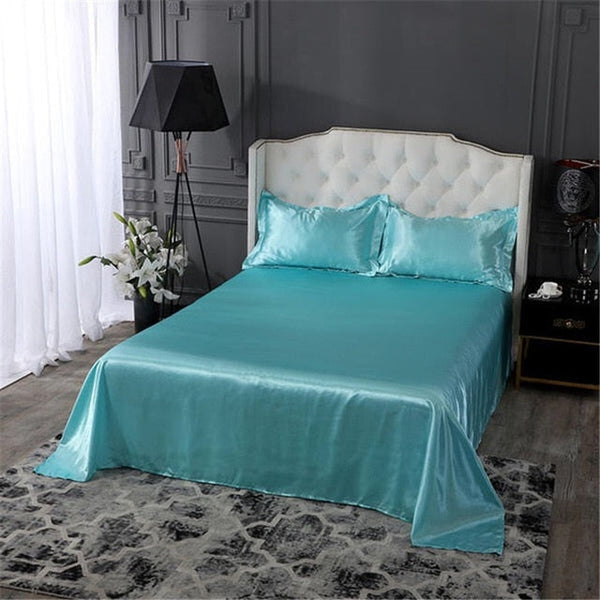 Satin Flat Sheet or Pillowcases - Various Colours