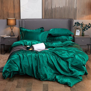 Satin Bedding Set - Royal Green