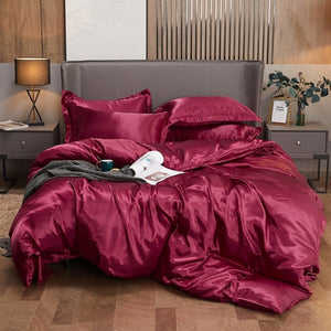 Satin Bedding Set - Burgundy