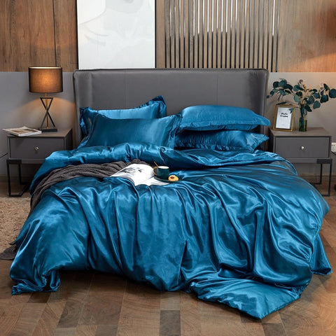 Satin Bedding Set - Royal Blue