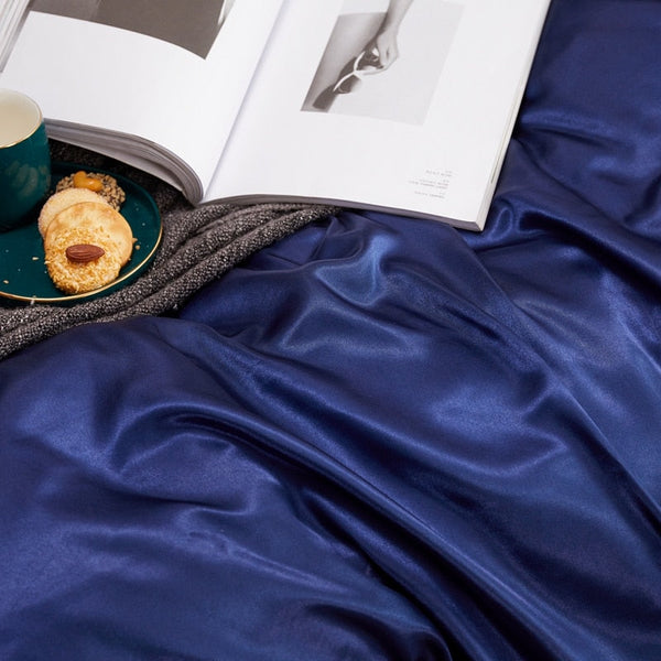 Satin Bedding Set - Navy