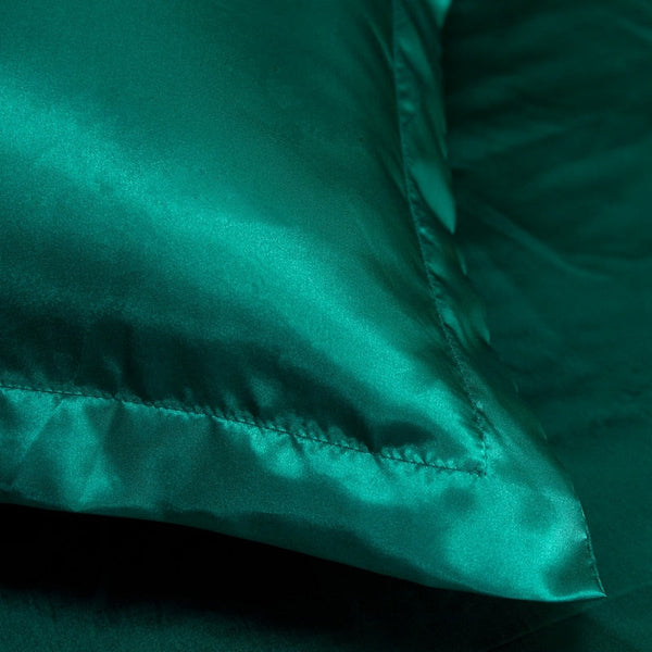 Satin Bedding Set - Royal Green