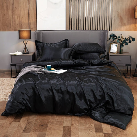 Satin Bedding Set - Black