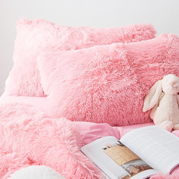 Therapeutic Fluffy Velvet Fleece Quilt Cover and Pillowcases - Pink