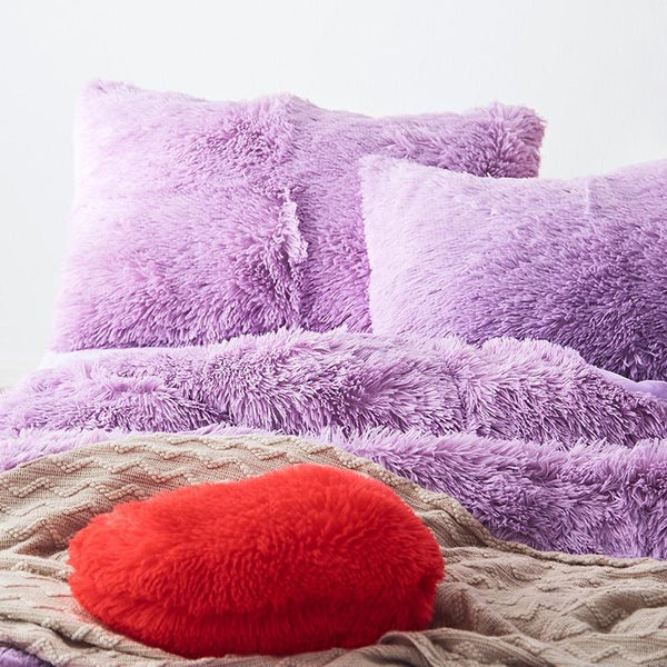 Therapeutic Fluffy Velvet Fleece Quilt Cover and Pillowcases - Light Purple