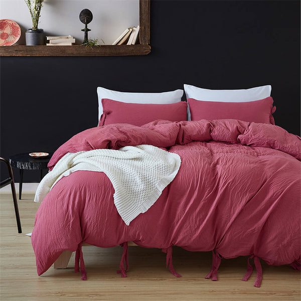 Bowknot Bedding Set - Rose Pink