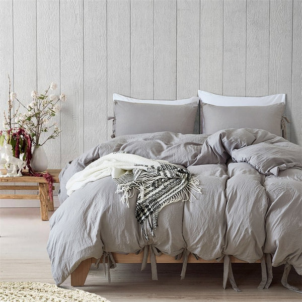 Bowknot Bedding Set - Grey