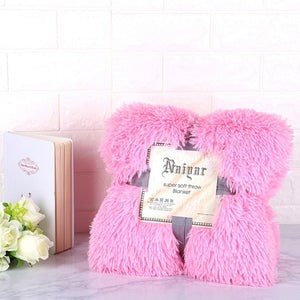 Therapeutic Pink Fluffy Velvet Fleece Throw Blanket - Cot to Queen Size
