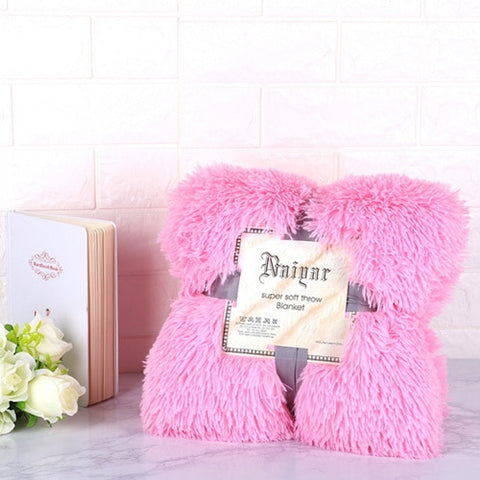 Therapeutic Pink Fluffy Velvet Fleece Throw Blanket - Cot to Queen Size