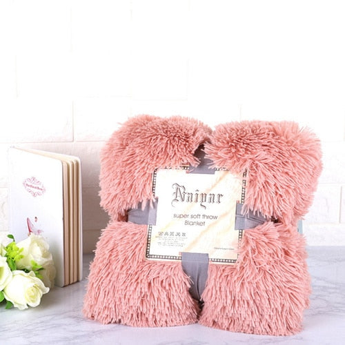 Therapeutic Rose Gold Fluffy Velvet Fleece Throw Blanket - Cot to Queen Size