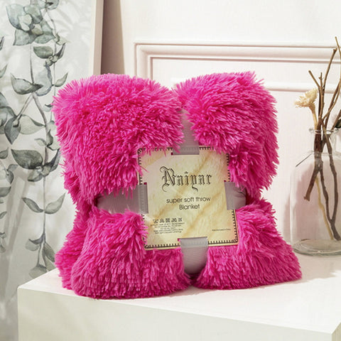 Therapeutic Hot Pink Fluffy Velvet Fleece Throw Blanket - Cot to Queen Size