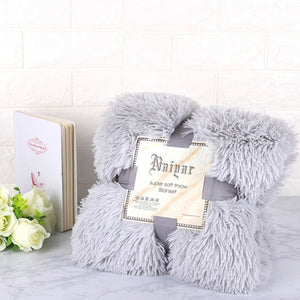 Therapeutic Grey Fluffy Velvet Fleece Throw Blanket - Cot to Queen Size