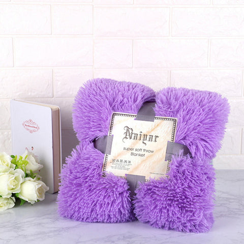 Therapeutic Purple Fluffy Velvet Fleece Throw Blanket - Cot to Queen Size