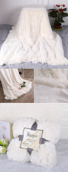 Therapeutic White Fluffy Velvet Fleece Throw Blanket - Cot to Queen Size