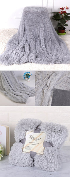 Therapeutic Grey Fluffy Velvet Fleece Throw Blanket - Cot to Queen Size