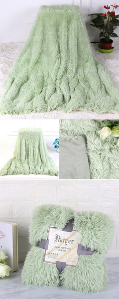 Therapeutic Soft Green Fluffy Velvet Fleece Throw Blanket - Cot to Queen Size